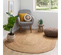 Steffensmeier Natural Goa Oval Jute Rug - Handwoven, Eco-Friendly Boho Area Rug for Living Room, Bedroom and Home Décor | 200x290 cm (6'6"x9'6")