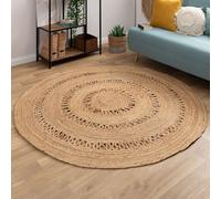 Steffensmeier Natural Goa Sun Design Jute Rug - Handwoven, Eco-Friendly Boho Area Rug for Living Room, Bedroom and Home Décor | Ø 150 cm (5'x5')