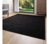 Steffensmeier Short Pile Rug Ibiza Durable, Easy-care, Modern Living Room Rug Black, Size: 40x60 cm (1'4"x2')