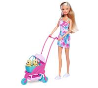 Steffi Love Dog Buggy Doll with Stroller for Dogs and Two Dogs in Removable Carry Bag, Dog Accessory, 29 cm, Ages 3+