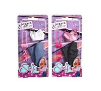 Steffi Love Jeans & Glitter, 2 Assorted Colours, Only One Item Delivered, Glitter Top with Jeans and Fashion Accessories, for 29 cm Dressing Dolls, without Doll, from 3 Years, Blue