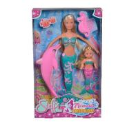 Simba 10573336 - Steffi Love Mermaid Friends, Steffi as Mermaid, with Evi Doll, Pink Dolphin, Seahorse Comb, Dressing Doll, 29 cm, for Children from 3