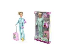 Simba 105733731 Steffi Love Travel Toy Doll in Cuddly Two-Piece Including Case, Backpack, Dog and Other Travel Accessories, 7 Pieces, 29 cm, from 3 Years