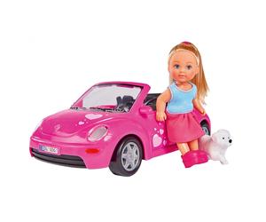 Steffie Love Evi Love VW Beetle Car Playset - With Doll and Pet Dog