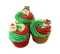 Stef's - Cake Decorations & Toppers - Christmas - Christmas Cute Character White Chocolate Cake Decorations - 12 Pack