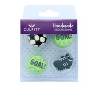 Stef's - Sugar Pipings - Cake Toppers - Football Hand Decorated Pipings -12PK