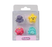 Stef's Under The Sea Sugar Pipings - 12 Pack (Blue, Bright) - Cake Topper - Mermaid & Beach Themed Occasions