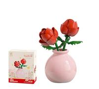 STEFUEWILL17 Flower Bouquet Building Set with Vase - Artificial Rose Flowers Building Blocks, DIY Flower Bouquet for Office and Home Desk Decorations, Good Choice for Gifts