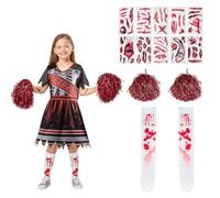 STEFUEWILL17 Zombie School Girl Costume Kids - Dead Creepy Costume Kids,Halloween Scary Girls, Zombie Costumes for Girls Teenage, Cheerleader School Girl Costumes,120cm