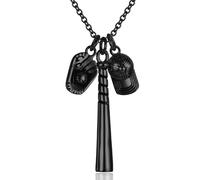 STEFWD Baseball Bat Cremation Jewelry For Ashes For Women Men With Cap &Glove Charm Stainless Steel Sport Memorial Urn Necklace Keepsake Gifts, Stainless Steel, No Gemstone