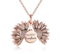 STEFWD Sunflower Cremation Urn Jewelry For Human Ashes Your Are My Sunshine Flower Keepsake Necklace Women Memorial Pendant Hold Ashes, Stainless Steel, No Gemstone