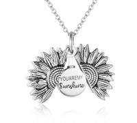 STEFWD Sunflower Cremation Urn Jewelry For Human Ashes Your Are My Sunshine Flower Keepsake Necklace Women Memorial Pendant Hold Ashes, Stainless Steel, No Gemstone