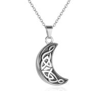 STEFWD Viking Celtic Knot Moon Creamtion Ashes Necklace For Women Men Stainless Steel Memorial Urn Jewelry Hold Human Ashes Of Loved Ones Keepsake, Stainless Steel, No Gemstone