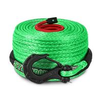 STEGODON 3/8" x 100ft Synthetic Winch Rope 23,809lbs Dyneema Winch Cable Line with Hook and Sleeve Protection Car Tow Recovery Cable for 4WD Off Road Vehicle Truck SUV Jeep(Green)