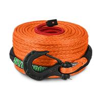 STEGODON 3/8" x 60ft Synthetic Winch Rope 19,854lbs Dyneema Winch Cable Line with Hook and Sleeve Protection Car Tow Recovery Cable for 4WD Off Road Vehicle Jeep SUV Truck(Orange-Slim)