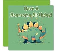 Stegosaurus Birthday Card for Boys - Dino Dinosaur - Happy Birthday Card for Brother Cousin Grandson Nephew, 145mm Male Greeting Cards