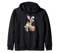 Stegosaurus Dinosaur Dino Rabbit Eggs Bunny Ears Cute Spring Zip Hoodie