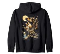 Stegosaurus Dinosaur Howling At The Moon Meme Zip Hoodie