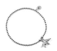 Stegosaurus Dinosaur on Silver Ball Bead Bracelet