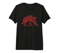 Stegosaurus Dinosaur Red Fossil Art Graphic Skeleton Bones Premium T-Shirt