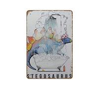 Stegosaurus in The Shower Poster Dinosaur Bathroom tin sign Print Dino Lover Wall Decor Funny Bathroom Decor Bathroom Poster Funny Decor Novelty Retro Vintage Auto License Plate Tin Sign 8"x12"