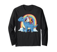 Stegosaurus Unicorn Cat Rainbow Galaxy Long Sleeve T-Shirt