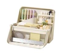 Stehendes Federmäppchen - 23 cm Großes Oxford Stoff Design | Stifte Organizer Tasche | Mehrfach Fach Aufbewahrung Für Stifte Marker Lineal Radiergummi Kopfhörer Notizen Schule Büro Reisen 150g, White