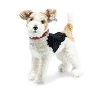 Steiff 35cm Foxy Fox Terrier with Genuine Leather Collar Standing (White/ Brown/ Black), Plüsch Bunt