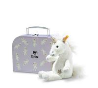 Steiff 708015 Cuddly Toy Unicorn in Suitcase, Cute Stuffed Toy, Children, Boys & Girls, Friends, Plush Toy 20 cm, White