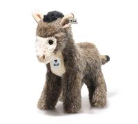 Steiff Asinus Donkey 17 cm, brown stuffed animal with black mane, cuddly farm animal plush toy for children, machine washable