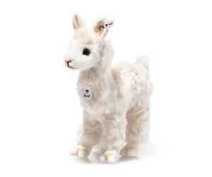 Steiff Cosy Alpaca cuddly toy, cute stuffed toy with plastic eyes, children, boys & girls, plush animal 18 cm, white, 069505