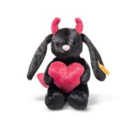 Steiff Cuddly Toy Hoppie Bunny Little Devil, Cute Stuffed Toy, Kids, Boys & Girls, Friends, Soft Toy 14 cm, Black, 081170