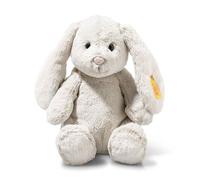 Steiff Soft Toy Light at Night Hoppie Rabbit, Cute Stuffed Toy with Plastic Eyes, Children, Boys & Girls, Friends, Plush Toy 28 cm, Light Grey, 081026