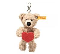 Steiff Fynn Teddy Bear Pendant 12 cm Beige Love Key Ring Cuddly Teddy Plush with Red Felt Heart Lucky Charm Ideal Gift Idea Machine Washable