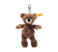 Steiff Fynn Teddy Bear Pendant, Dark Brown, 12 cm, Soft Cuddly Friends Key Ring, Cuddly Toy Pendant, Teddy Made of Cuddly Soft Plush, Cuddly Toy Pendant with Key Ring