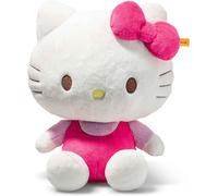 Steiff Hello Kitty 30cm, Plush Cuddly Toy, Soft Stuffed Animal, Hello Kitty with Pink Outfit and Signature Bow, machine washable