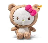 Steiff Hello Kitty in Teddy Bear Costume 20cm, Plush Soft Toy, Soft Stuffed Hello Kitty with Removable Hood and Bean Bag Filling, machine washable