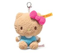 Steiff Hello Kitty Keyring 10cm, Plush Pendant, Soft Hello Kitty Bag Charm with Carabiner for Keys, Bags & Backpacks, machine washable