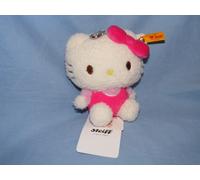 Steiff Hello Kitty Keyring 10cm, Plush Pendant, Soft Hello Kitty Bag Charm with Carabiner for Keys, Bags & Backpacks, Pink Outfit, machine washable