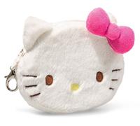 Steiff Hello Kitty Wallet 10 cm, Plush Wallet with Carabiner, Hello Kitty Coin Purse with Card Slot, Ideal for Children and Fans