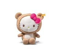 Steiff Hello Kitty in Teddy Bear Costume 20cm, Plush Soft Toy, Soft Stuffed Hello Kitty with Removable Hood and Bean Bag Filling, machine washable