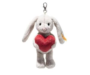 Steiff Hoppie Love 112706 Keyring Rabbit 15 cm with Heart Light Grey