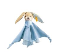 Steiff Hoppie Rabbit cuddly blanket, cute stuffed toy, boys, girls & babies from 0 months, toy 28 cm, blue, 237478