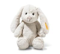 Steiff Soft Toy Light at Night Hoppie Rabbit, Cute Stuffed Toy with Plastic Eyes, Children, Boys & Girls, Friends, Plush Toy 28 cm, Light Grey, 081026