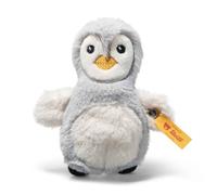Steiff Lio Penguin grip toy with rattle, cute stuffed toy, boys, girls & babies from 0 months, Friends, plush animal 11 cm, small, light grey, 242830