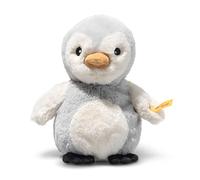 Steiff Lio Penguin with rattle cuddly toy, stuffed toy, boys, girls & babies from 0 months, Friends, plush animal 14 cm, small, light grey, 242816