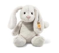Steiff Soft Cuddly Friends Plush Hoppie Rabbit – Light Grey 28 cm (80470, Rainy Day)