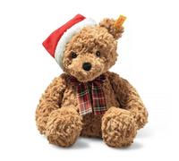 Steiff soft toy Jimmy Teddy Bear Christmas, cute cuddly toy with plastic eyes, children, boys & girls, Friends, plush animal 30 cm, brown, 113239