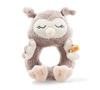 Steiff Soft Cuddly Friends Ollie Owl Grip Toy with Rattle, 14 cm, Rose Brown