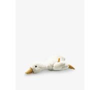 Steiff Gilda Goose 47 cm Lying White Soft Cuddly Friends, Cuddly Toy Farm Goose, Fluffy Stuffed Toy for Playing and Cuddling, Made of Cuddly Soft Plush for Baby-Gentle Skin, Machine Washable